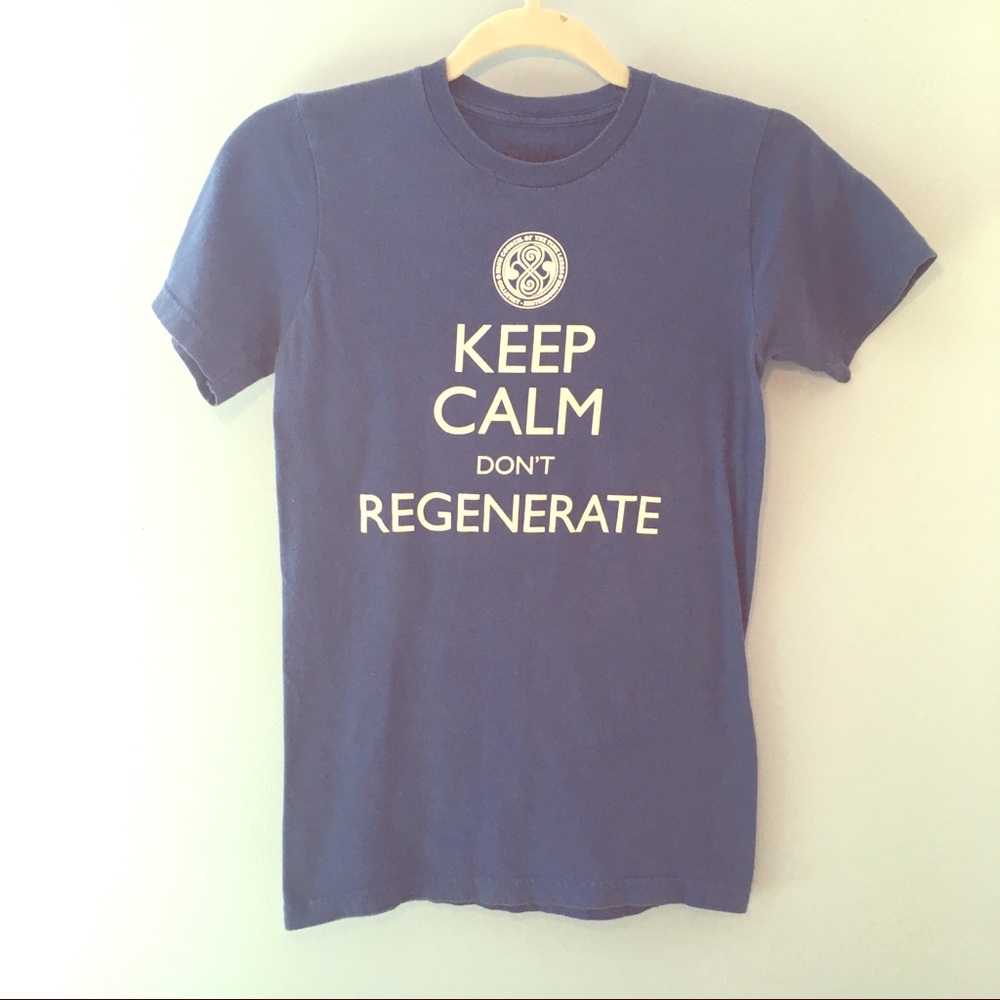 Dr Who Keep Calm, Don’t Regenerate blue T-shirt